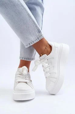 Sneakersy Damskie Na Platformie Białe Asylia