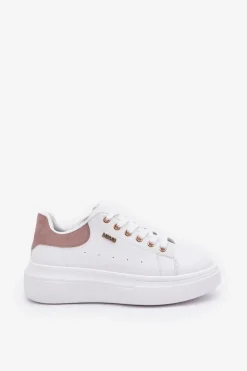 Sneakersy Damskie Na Platformie Eko Skóra Białe Lelandine