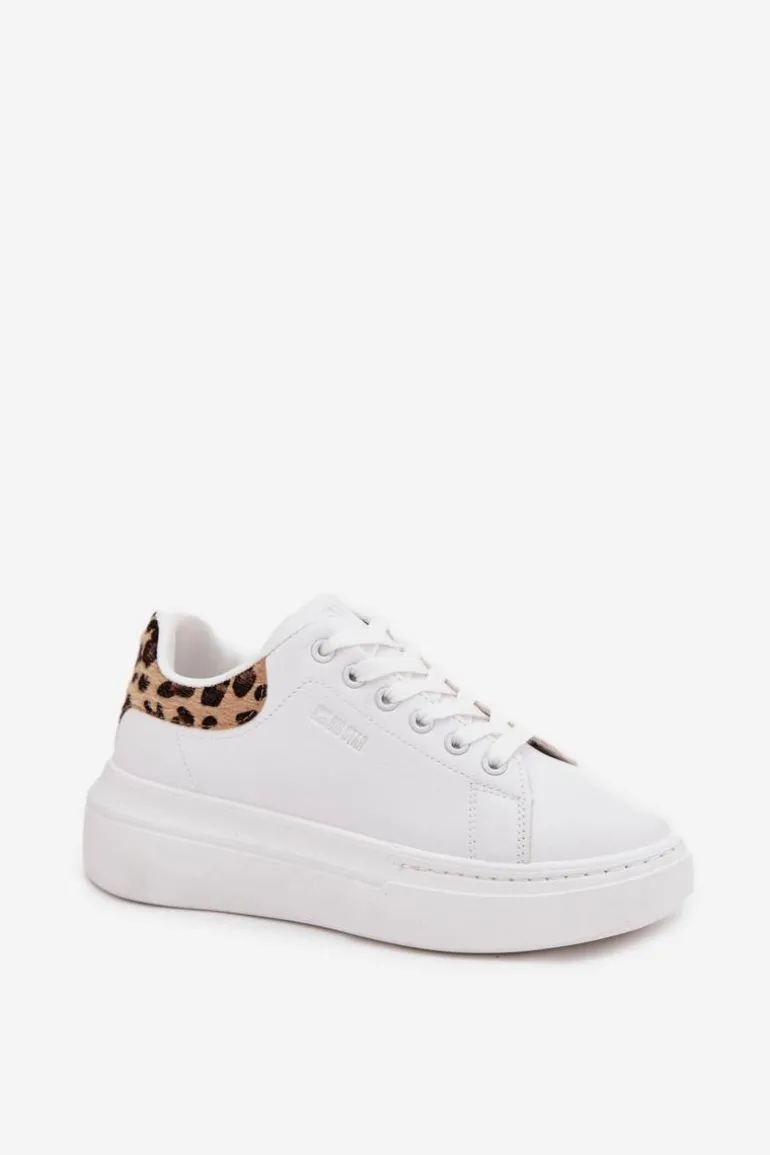 Sneakersy Damskie Na Platformie Big Star SS274247 Białe Panterka