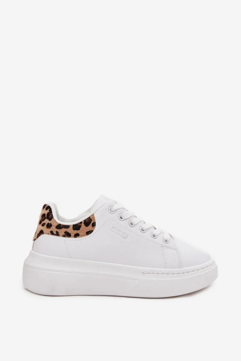 Sneakersy Damskie Na Platformie Big Star SS274247 Białe Panterka