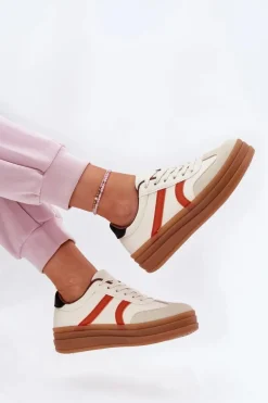 Sneakersy Damskie Na Platformie Beżowe Tolianna