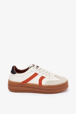 Sneakersy Damskie Na Platformie Beżowe Tolianna