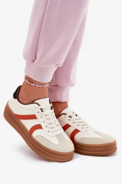Sneakersy Damskie Na Platformie Beżowe Tolianna