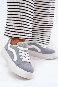 Sneakersy Damskie Na Platformie Niebieskie Tellnira