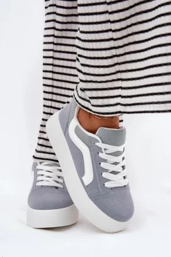 Sneakersy Damskie Na Platformie Niebieskie Tellnira