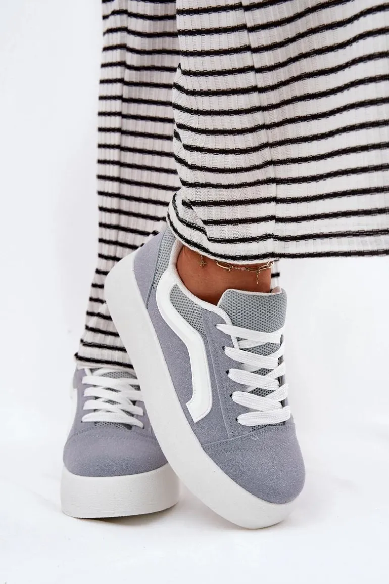 Sneakersy Damskie Na Platformie Niebieskie Tellnira