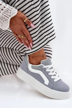 Sneakersy Damskie Na Platformie Niebieskie Tellnira