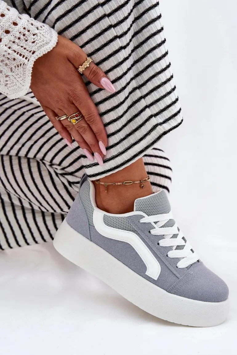 Sneakersy Damskie Na Platformie Niebieskie Tellnira