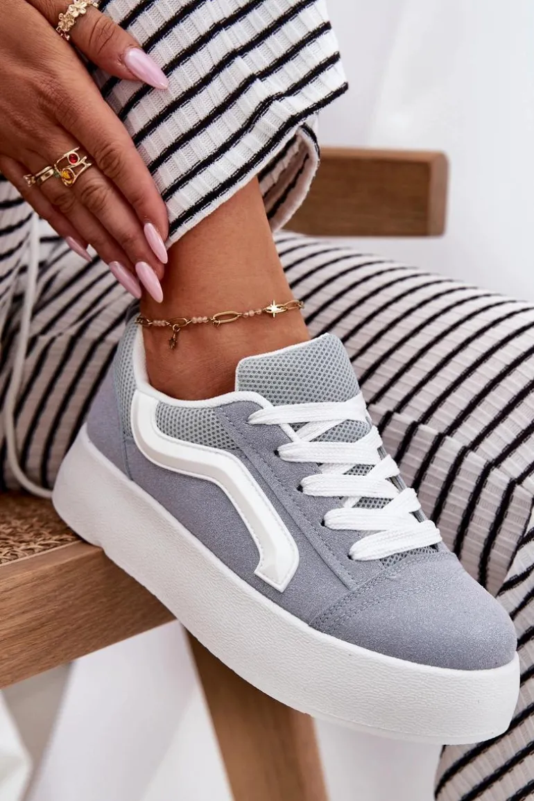 Sneakersy Damskie Na Platformie Niebieskie Tellnira