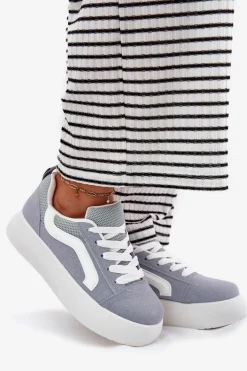 Sneakersy Damskie Na Platformie Niebieskie Tellnira