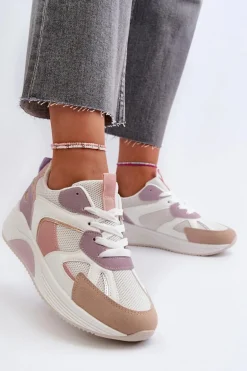 Sneakersy Damskie Na Platformie Fioletowe Lenivia