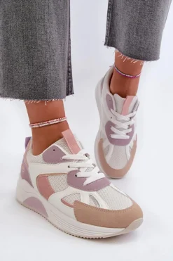 Sneakersy Damskie Na Platformie Fioletowe Lenivia