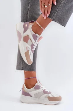 Sneakersy Damskie Na Platformie Fioletowe Lenivia