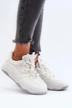 Sneakersy Damskie Na Platformie Białe Etnaria