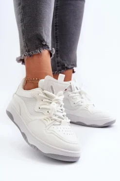 Sneakersy Damskie Na Platformie Białe Etnaria