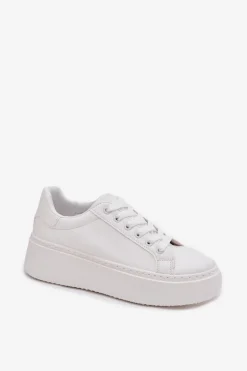 Sneakersy Damskie Na Platformie Białe Sallira