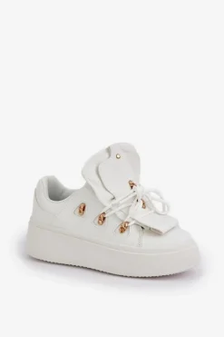 Sneakersy Damskie Na Platformie Białe Dolistana