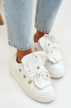Sneakersy Damskie Na Platformie Białe Dolistana