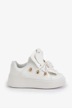 Sneakersy Damskie Na Platformie Białe Dolistana