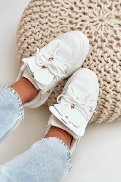 Sneakersy Damskie Na Platformie Białe Dolistana