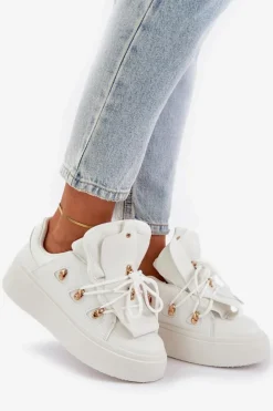 Sneakersy Damskie Na Platformie Białe Dolistana