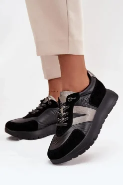 Sneakersy Damskie Na Platformie Vinceza 58561 Czarne