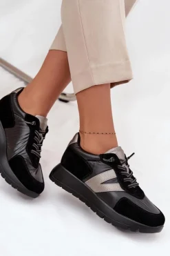 Sneakersy Damskie Na Platformie Vinceza 58561 Czarne