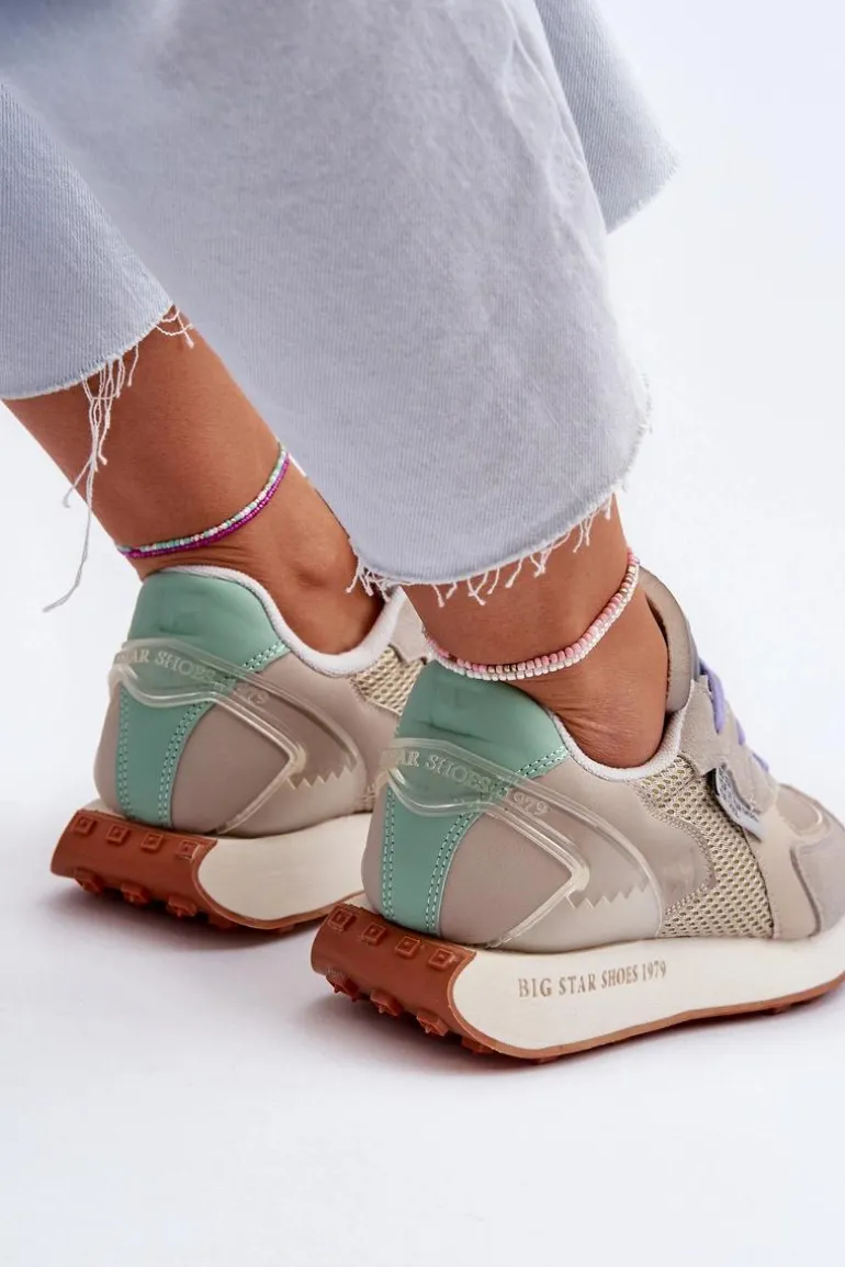 Sneakersy Damskie Na Platformie Memory Foam System Big Star NN274681 Beżowe