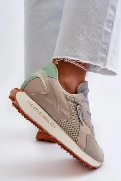 Sneakersy Damskie Na Platformie Memory Foam System Big Star NN274681 Beżowe