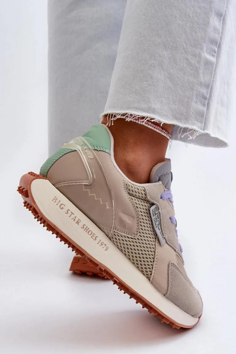 Sneakersy Damskie Na Platformie Memory Foam System Big Star NN274681 Beżowe
