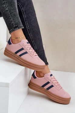 Sneakersy Damskie Na Platformie Różowe Egelia
