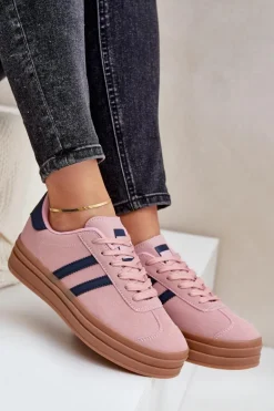 Sneakersy Damskie Na Platformie Różowe Egelia