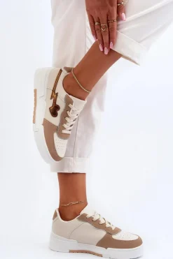 Sneakersy Damskie Na Platformie Beżowe Zeparine