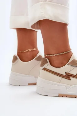 Sneakersy Damskie Na Platformie Beżowe Zeparine