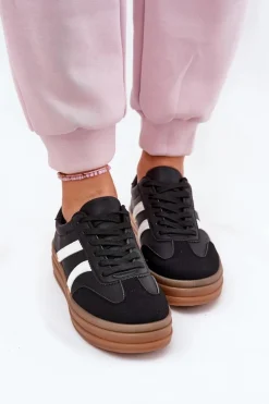 Sneakersy Damskie Na Platformie Czarne Tolianna