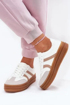 Sneakersy Damskie Na Platformie Białe Tolianna