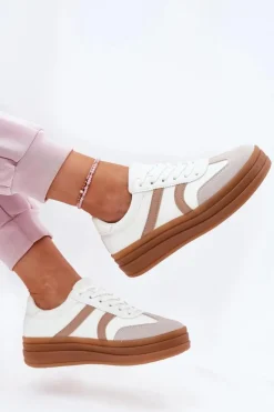 Sneakersy Damskie Na Platformie Białe Tolianna