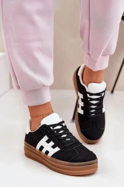 Sneakersy Damskie Na Platformie Czarne Syliyana