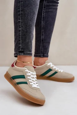Sneakersy Damskie Niskie Beżowe Ennorwen