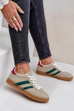 Sneakersy Damskie Niskie Beżowe Ennorwen