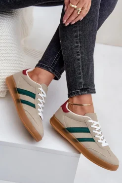 Sneakersy Damskie Niskie Beżowe Ennorwen