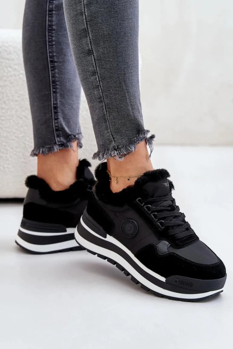 Sneakersy Damskie Ocieplane Na Platformie Big Star OO274A216 Czarne