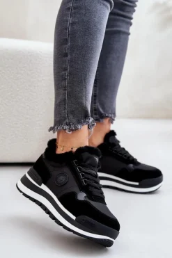 Sneakersy Damskie Ocieplane Na Platformie Big Star OO274A216 Czarne