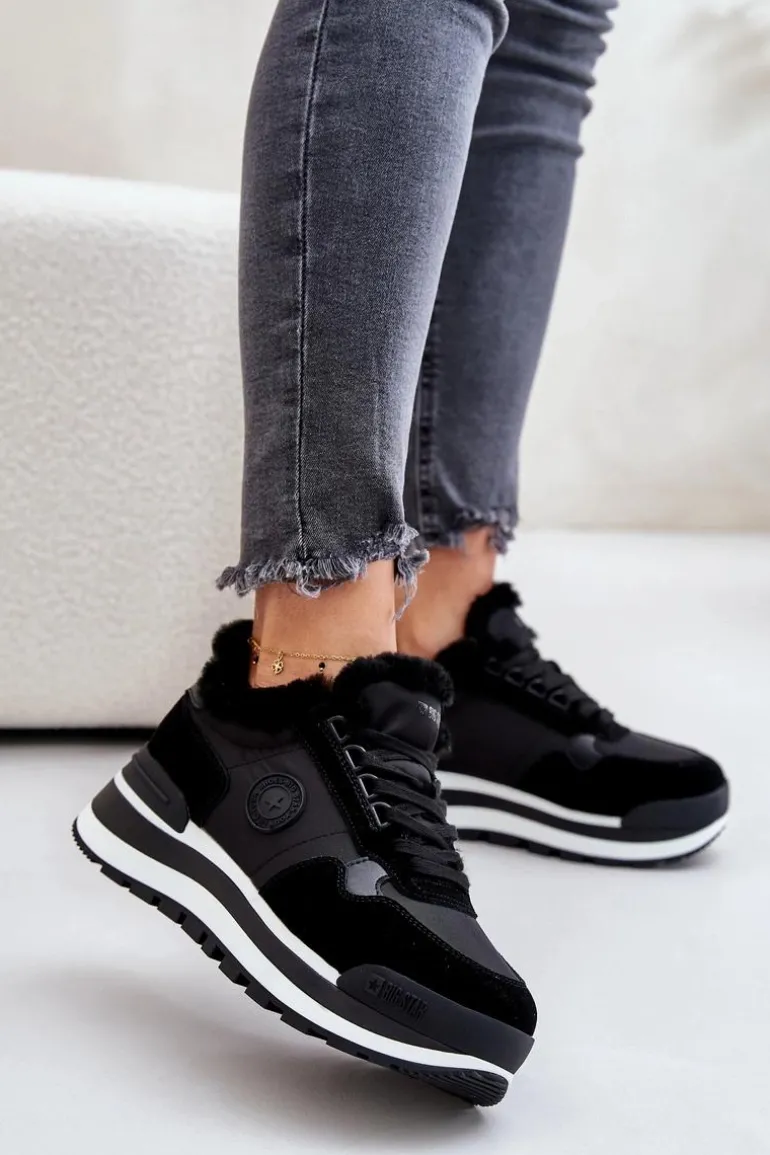 Sneakersy Damskie Ocieplane Na Platformie Big Star OO274A216 Czarne