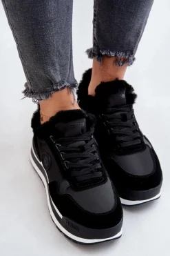 Sneakersy Damskie Ocieplane Na Platformie Big Star OO274A216 Czarne