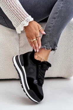 Sneakersy Damskie Ocieplane Na Platformie Big Star OO274A216 Czarne