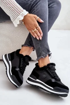 Sneakersy Damskie Ocieplane Na Platformie Big Star OO274A216 Czarne