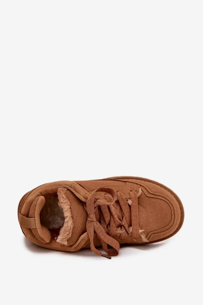 Sneakersy Damskie Ocieplane Futerkiem Camel Cyrissa