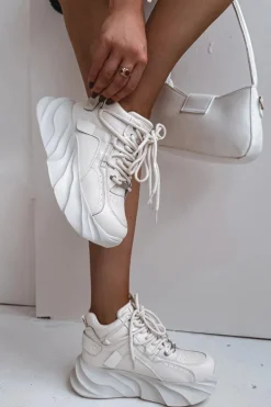 Sneakersy Damskie Skóra Naturalna GOE SS2N4037 Zgaszona Biel