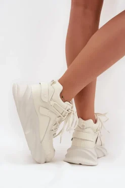 Sneakersy Damskie Skóra Naturalna GOE SS2N4037 Zgaszona Biel